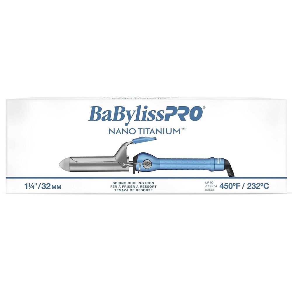 BaBylissPRO Nano Titanium 1" Spring Curling Iron BNT100S Blue - Picture 2 of 4